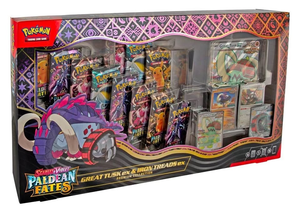 Pokemon Paldean Fates Great Tusk ex & Iron Threads Premium Colle