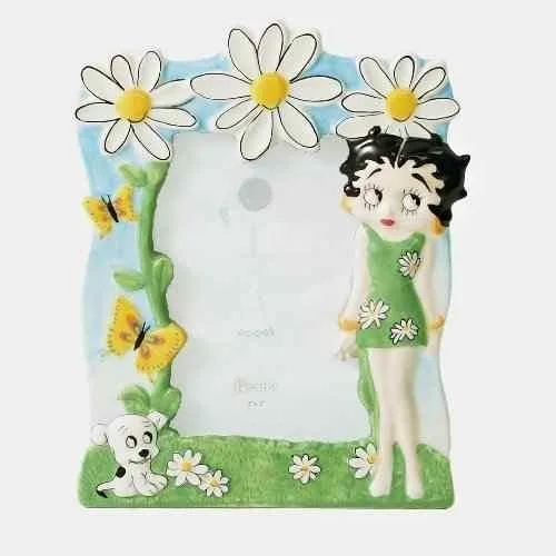 Betty Boop Daisy Flower Ceramic Photo Frame – Brand New (3" x 3"