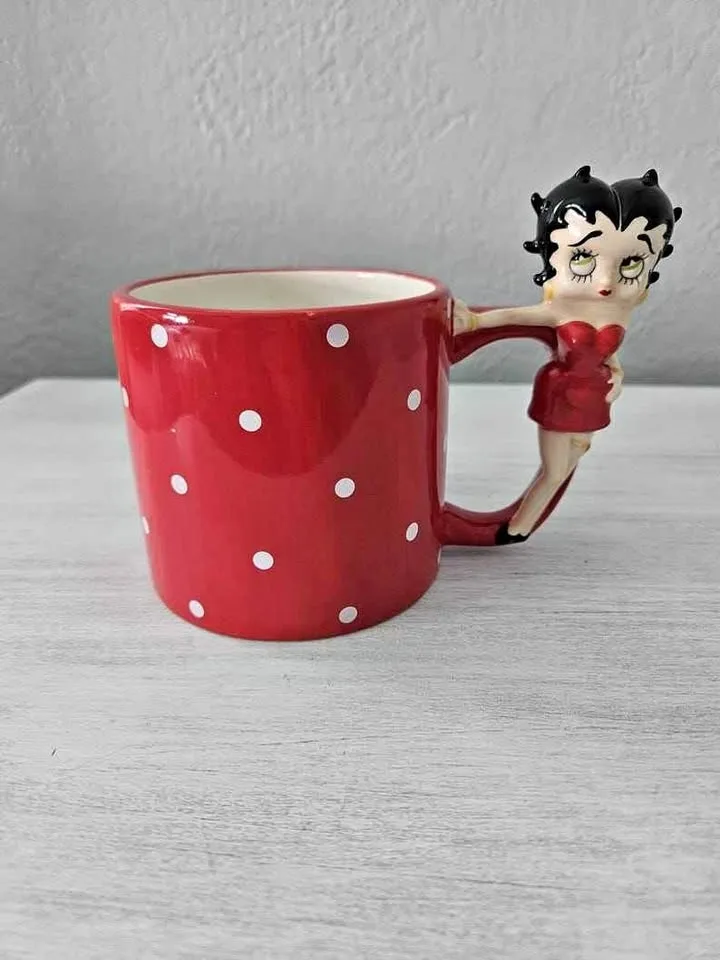 Betty Boop Red Polka Dot Ceramic Mug – Collectible, Brand New Un
