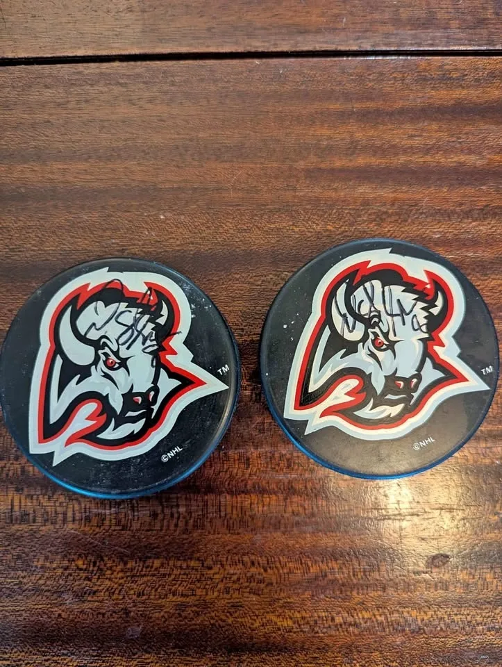 RARE Autographed Buffalo Sabres Hockey Pucks - 2 Pucks