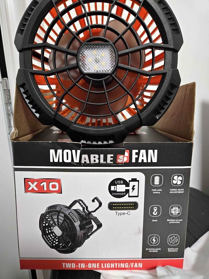 Camping Fan Rechargeable Battery Operated USB with Light
