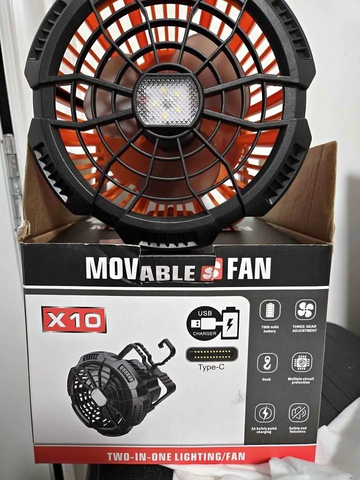 Camping Fan Rechargeable Battery Operated USB with Light