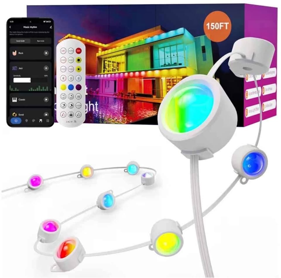 Permanent Outdoor Lights, 150FT RGB Waterproof LED Lights