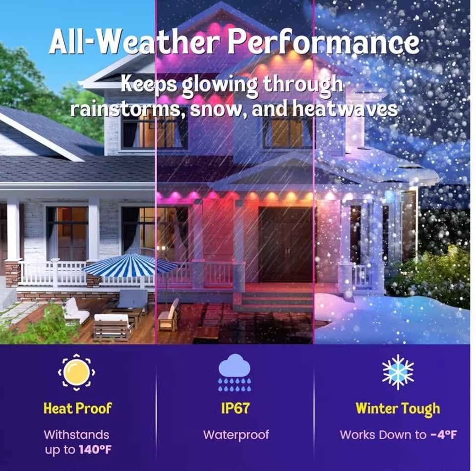 Permanent Outdoor Lights, 150FT RGB Waterproof LED Lights - photo 2