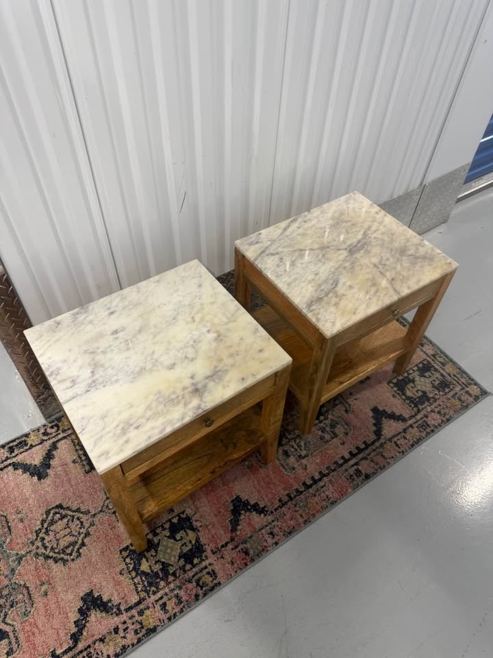 Solid Marble Side Table Pair - photo 2
