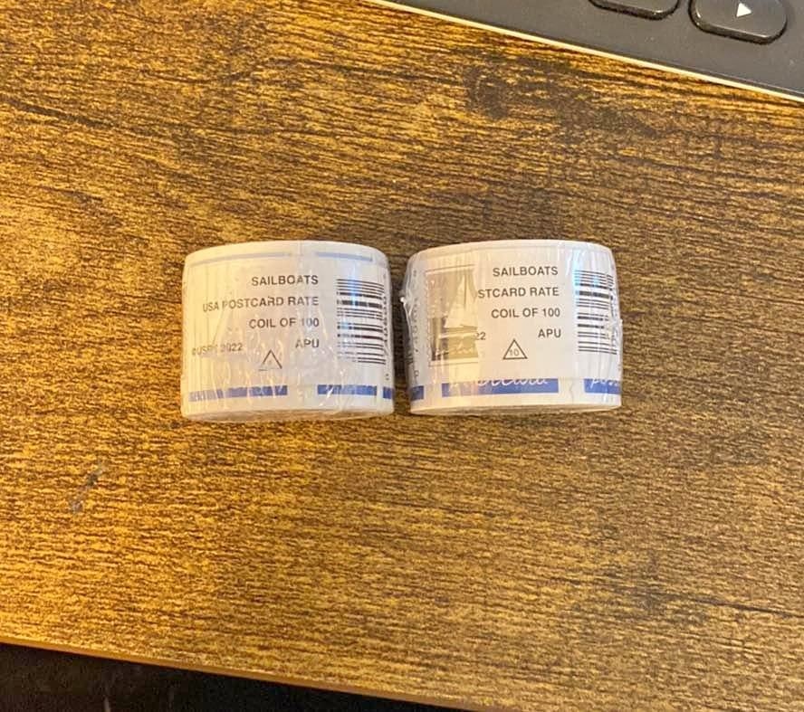Usps stamps sail boat coil 100 x 2