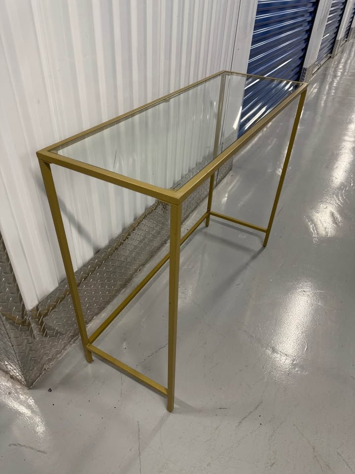 Gold Metal And Mordern Glass Console - photo 2