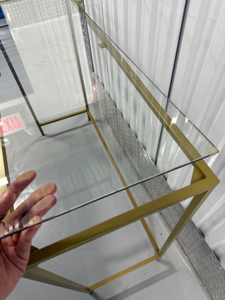 Gold Metal And Mordern Glass Console - photo 3