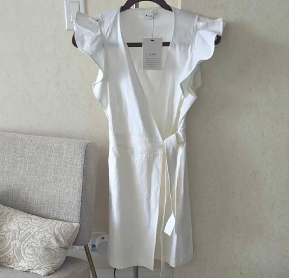 A.L.C. Cream Ruffle Sleeve Mini Dress