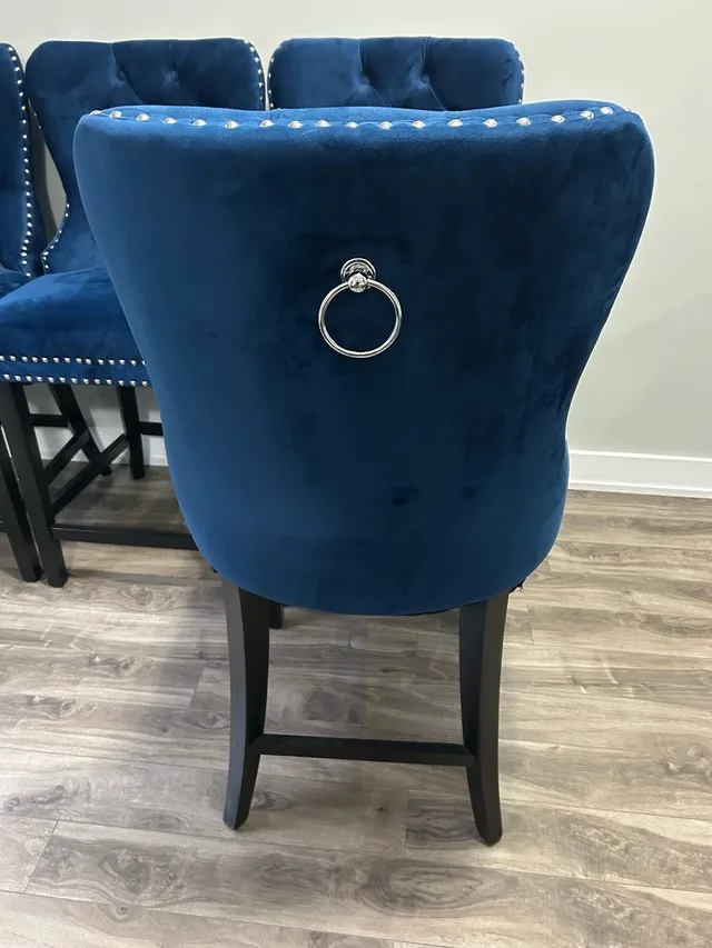 Set of 4 Blue Velvet Bar Stools image indicator(3)