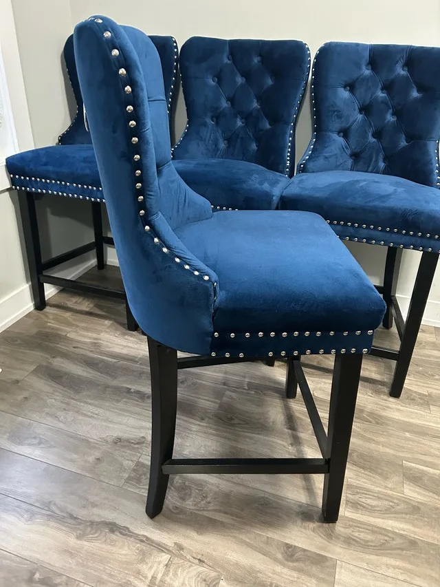 Set of 4 Blue Velvet Bar Stools image indicator(4)