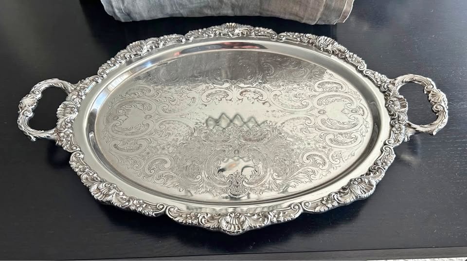 Vintage Silver Plated Oval Platter Tray