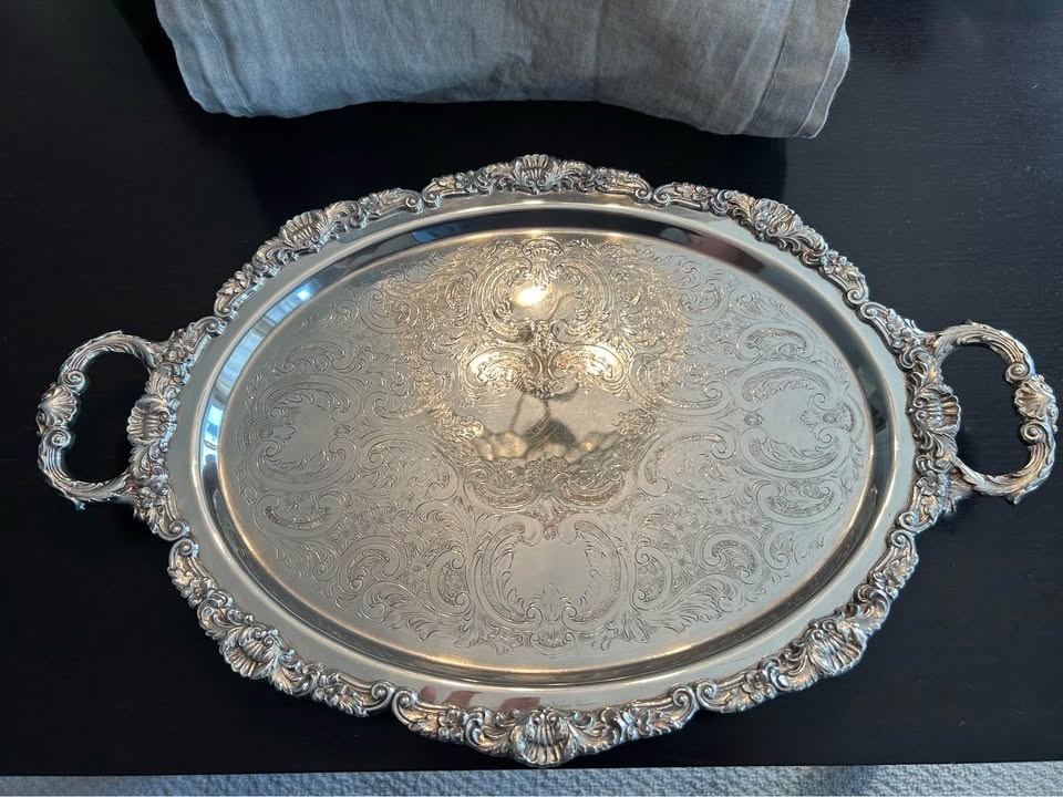 Vintage Silver Plated Oval Platter Tray - photo 3