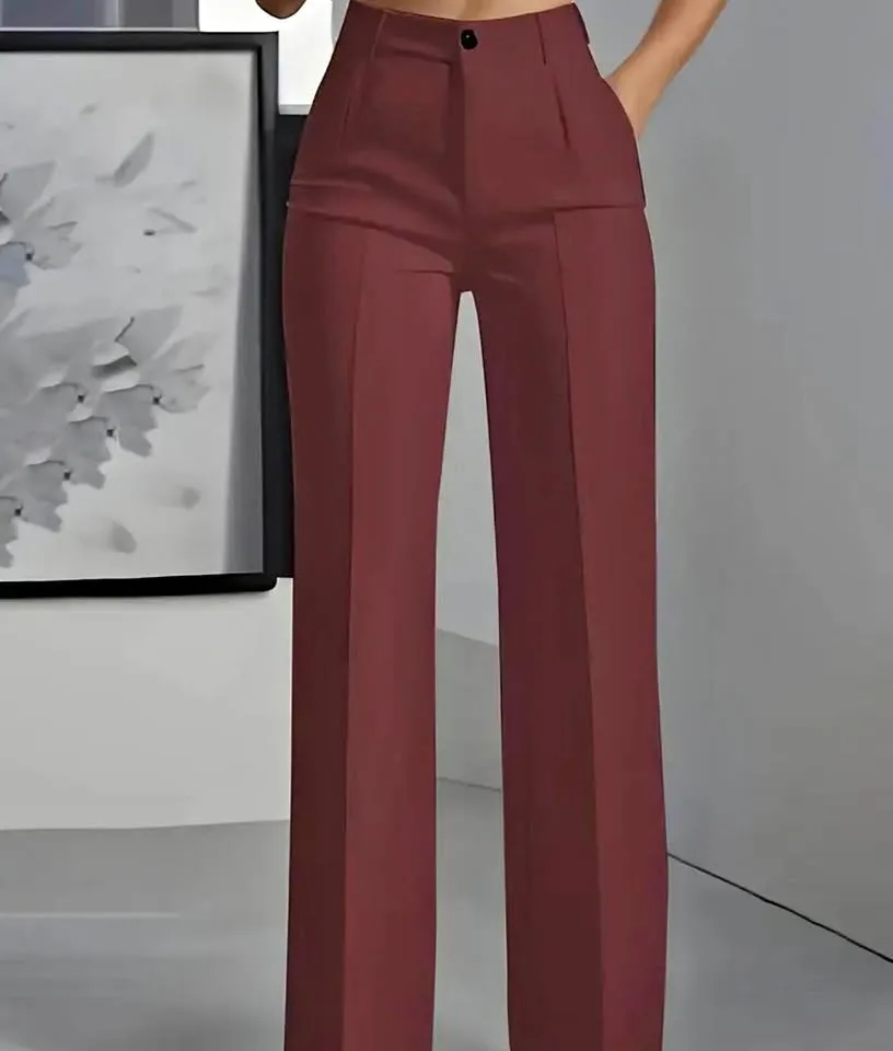 Brand New High-Waist Burgundy Dress Pants – Size XS