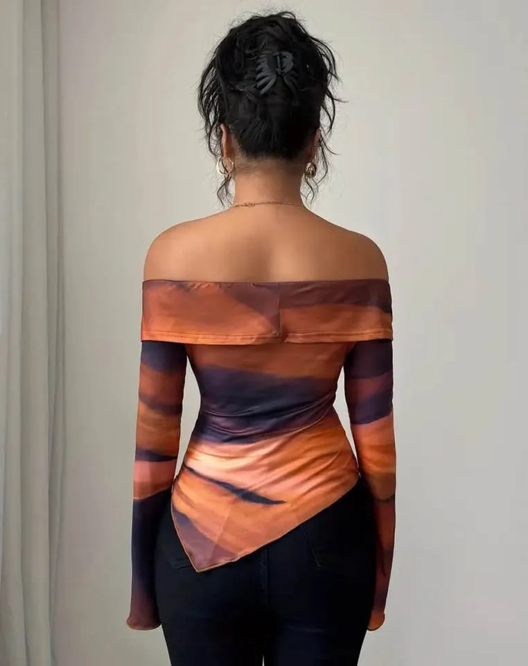 Off-Shoulder Asymmetric Mesh Top – Brand New -Size small image indicator(2)