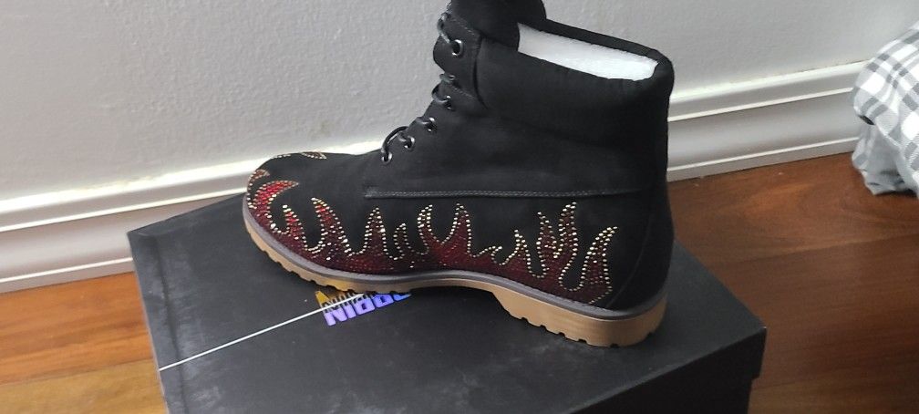 Size 10W Rhinestone FLAME Work BOOTS - photo 2