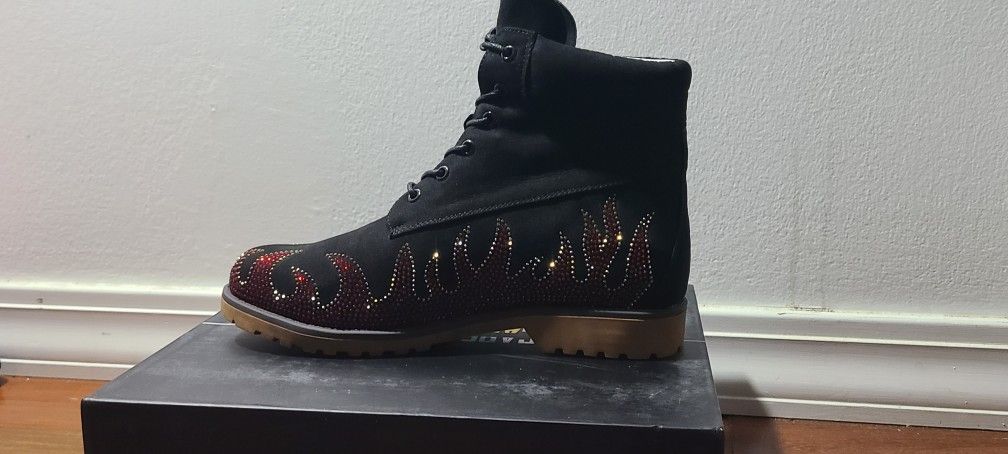 Size 10W Rhinestone FLAME Work BOOTS - photo 3