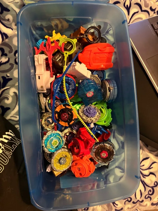 Beyblades and Pokemon Cards