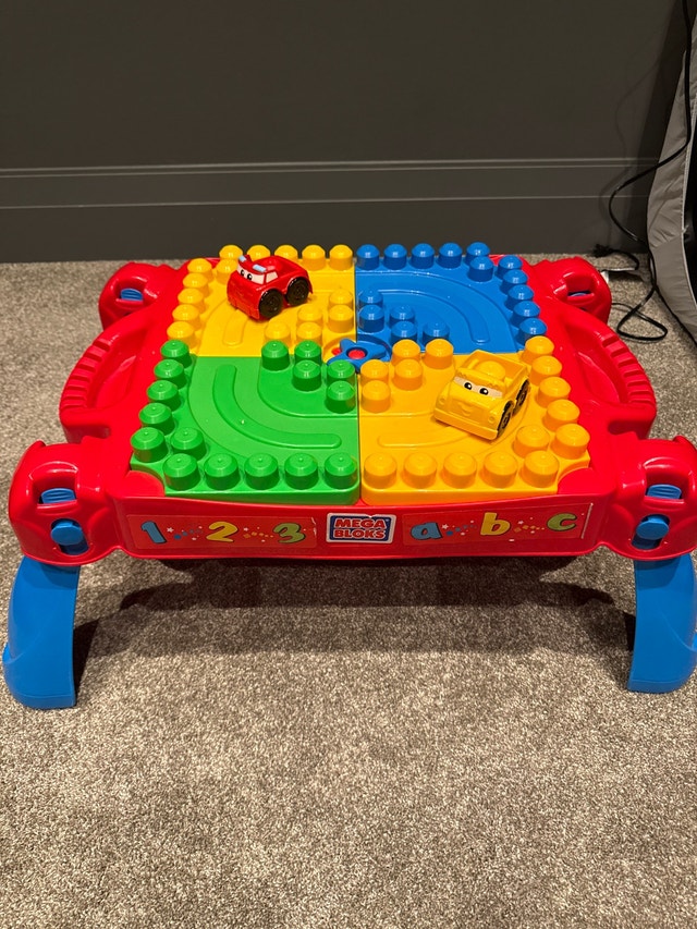 Mega Bloks Table + Bag of Mega Bloks