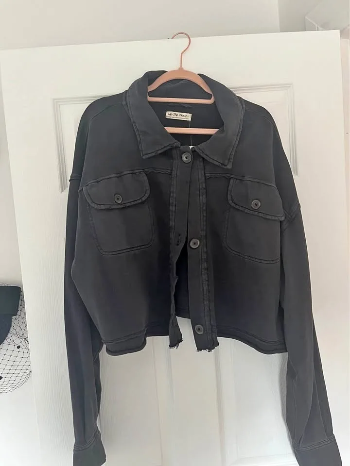Free People Saturday Shirt Jacket - Washed Black - L