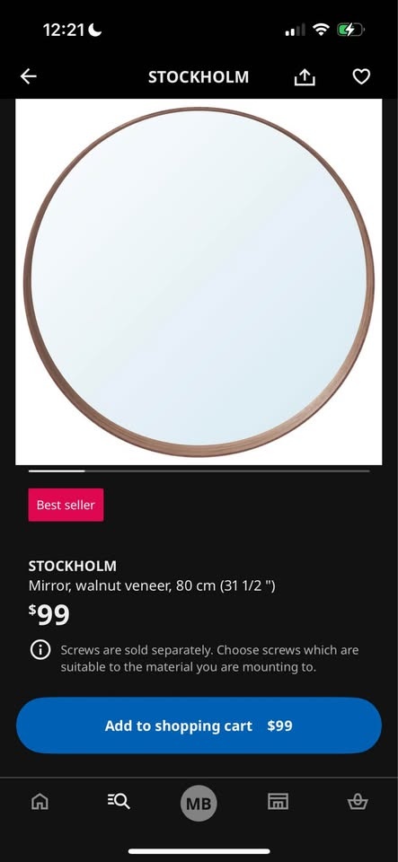 Ikea Stockholm Mirror - Walnut Veneer, 80cm (31 1/2 “) - photo 3