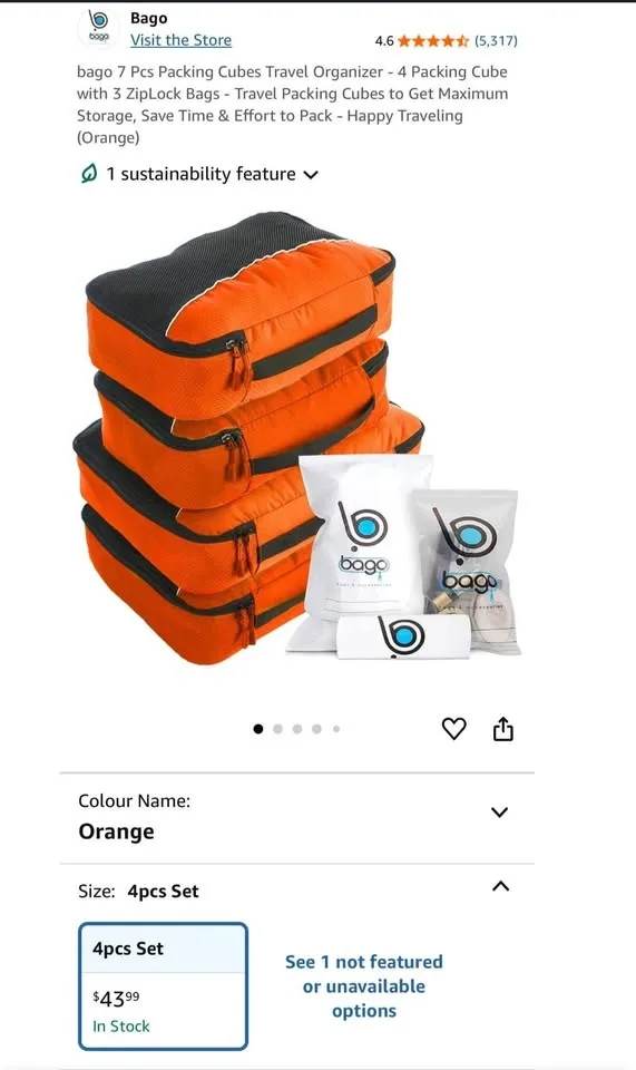 New 7pcs packing cube travel organizer -Colour Red image indicator(3)