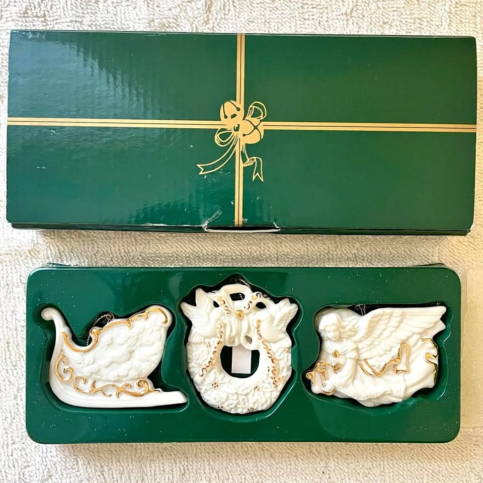 24K Accents🎄Porcelain Christmas Tree Ornaments