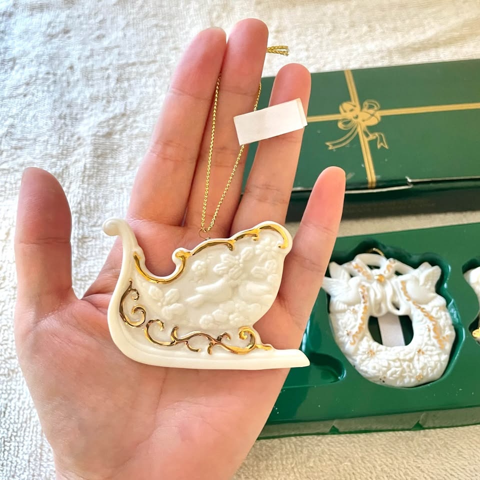 24K Accents🎄Porcelain Christmas Tree Ornaments - photo 5