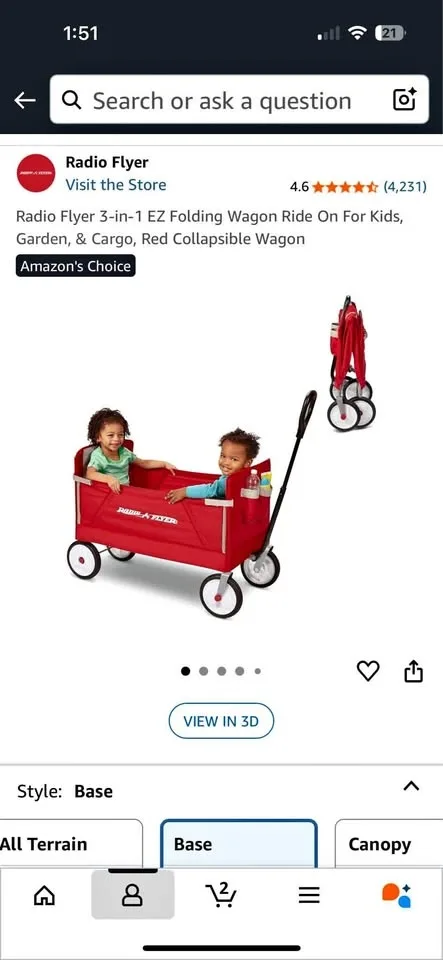 Radio Flyer 3-in-1 EZ Folding Wagon Ride On For Kids