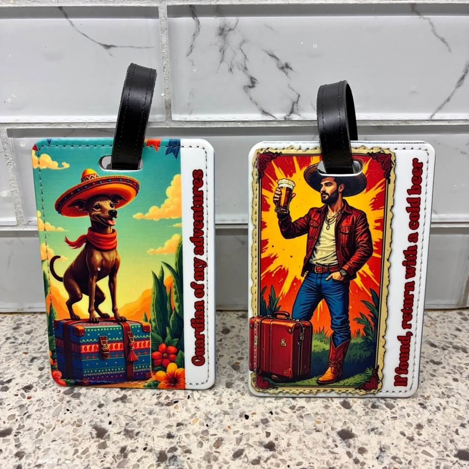 Leather luggage tag