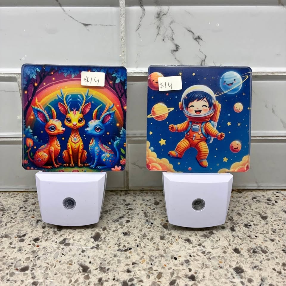 Cute Night Lights for Kids | Astronaut & Rainbow Fawn Duo