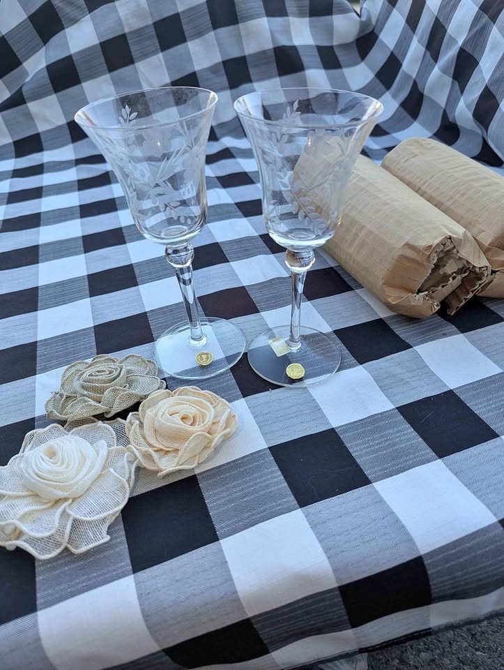 New Vintage Crystal etched wine glasses