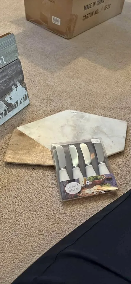 Wood and marble wood serving tray