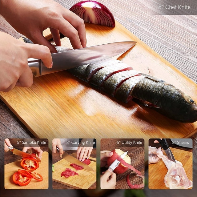 HOMEVER 16PC KITCHEN KNIFE SET W/BLOCK - photo 3