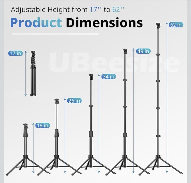 UBeesize 62" Extendable Selfie Stick Tripod Stand - photo 2