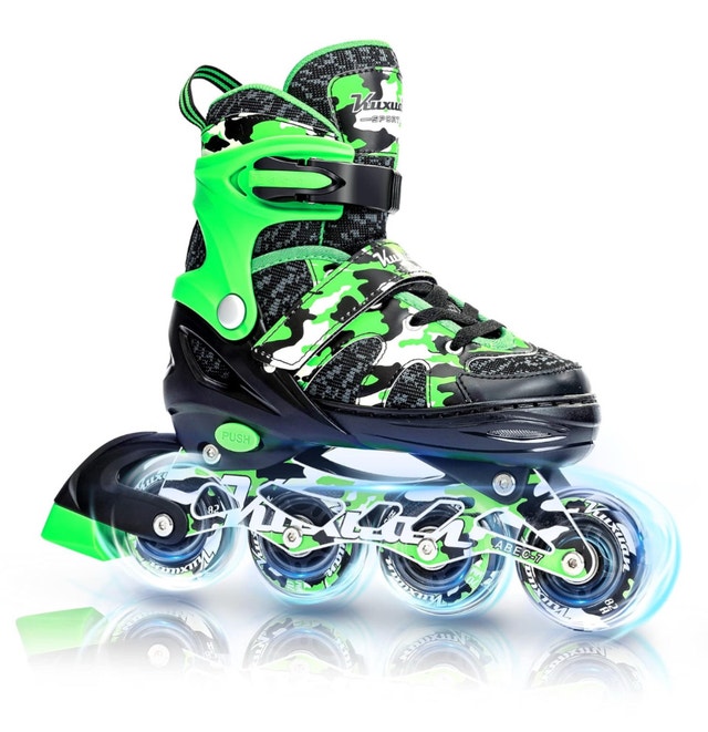 Brand New Kuxuan Adjustable Inline Skates - Green/Black