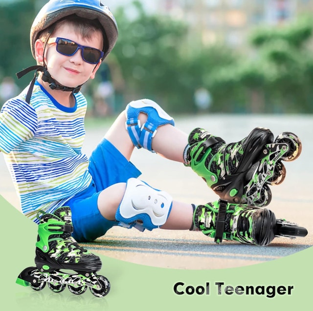 Brand New Kuxuan Adjustable Inline Skates - Green/Black - photo 5