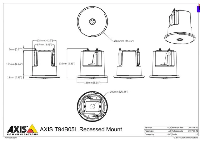 AXIS T94B05L Recessed Mount – $50