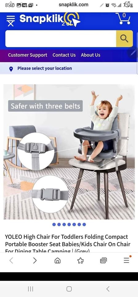 YOLEO High Chair For Toddlers Folding Compact Portable
