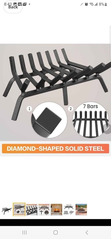 HYTXEN 24 inch Fireplace Grate Heavy Duty Solid Steel... - photo 2
