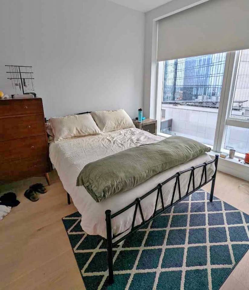 Black metal bed frame