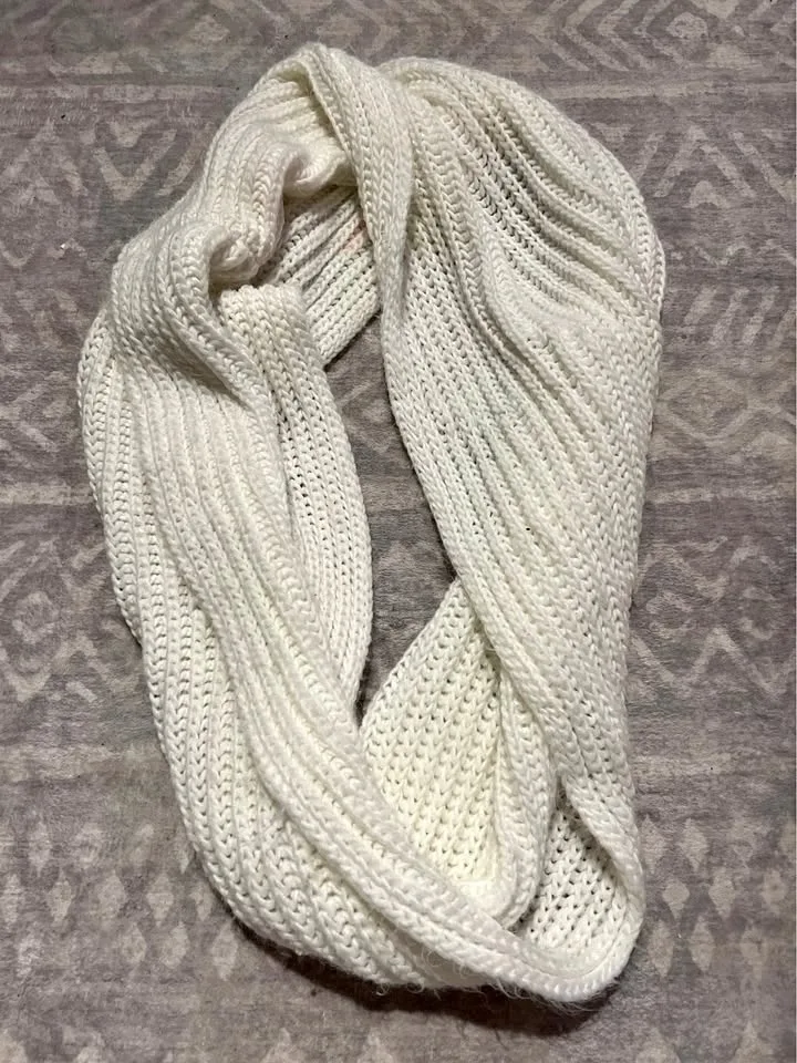 White Knit Infinity Scarf