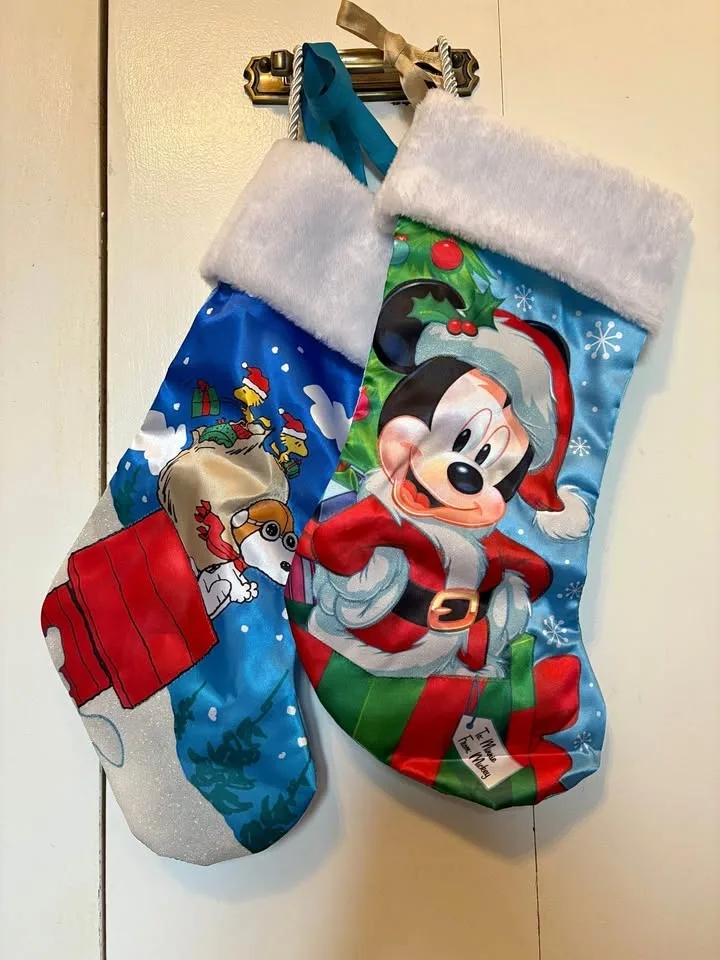 Kurt Adler Mickey & Snoopy Stockings (18”) — Like New! 🧦✨