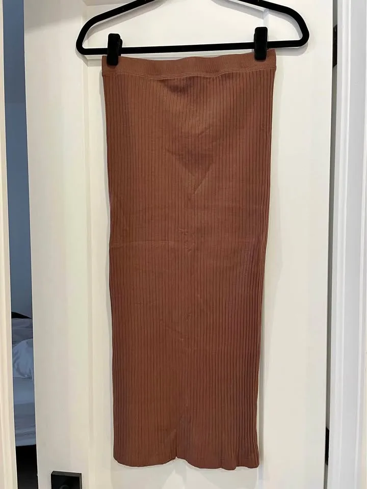 brown knit zara skirt