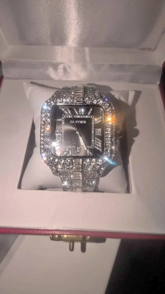 BLACK FACE ICED OUT WATCH