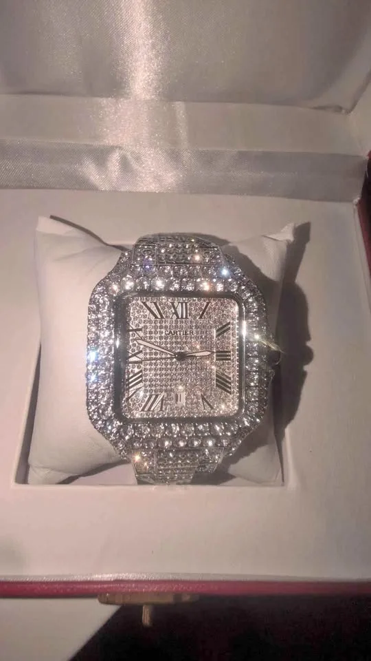 ROMAN NUMERAL ICED OUT WATCH