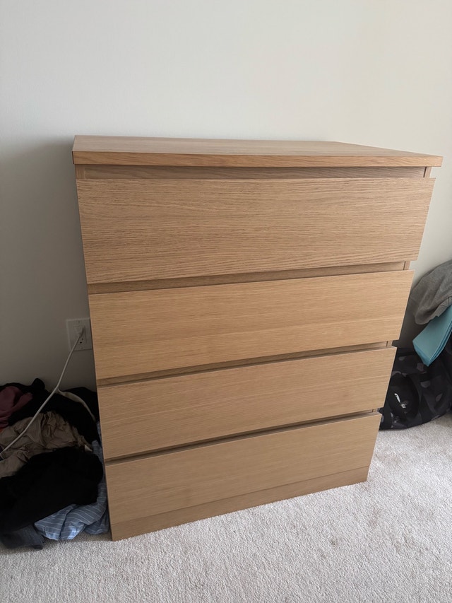 IKEA STORKLINTA 4-Drawer Chest – White Oak (Oak Effect)