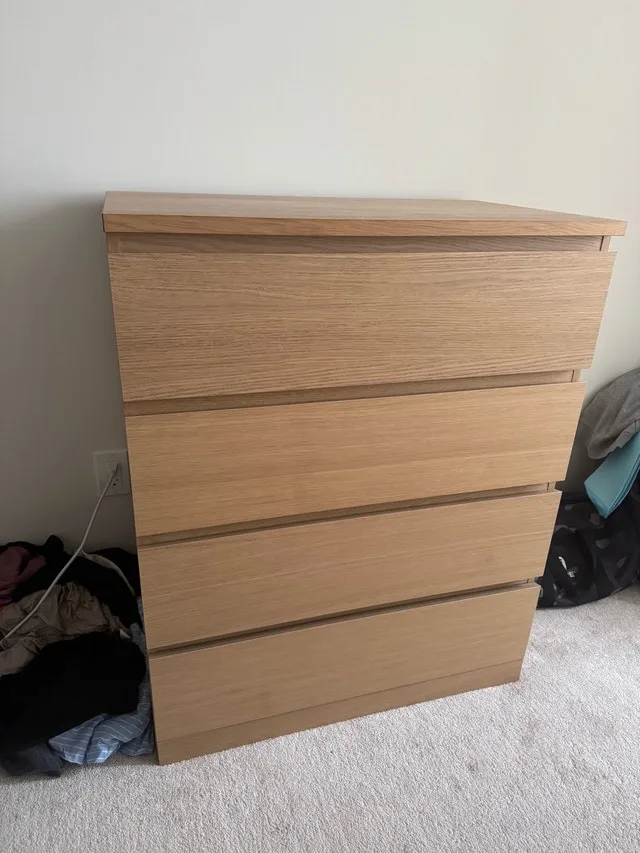 IKEA STORKLINTA 4-Drawer Chest – White Oak (Oak Effect)