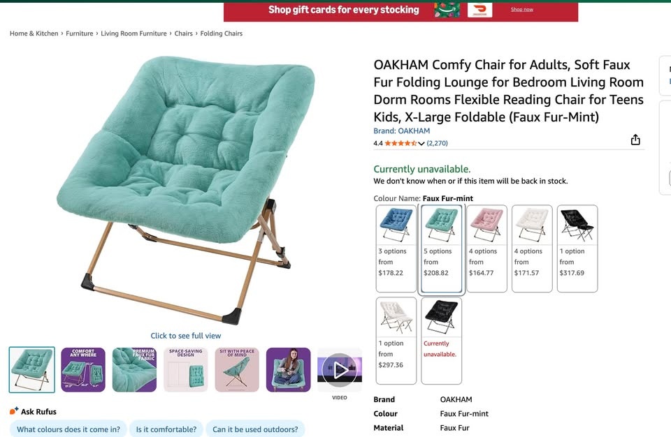 Comfy fur chair with pillow - photo 4