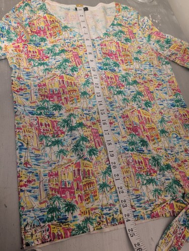 TALBOTS Sweater Palm Trees Cityscape Sailboats Size S - photo 3